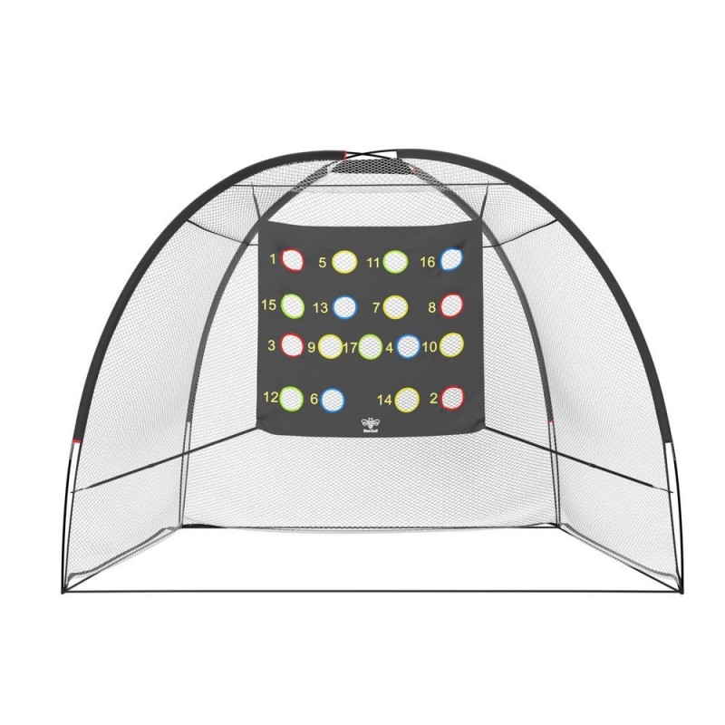 Filet d?entrainement de golf pleins coups (L 305 x H 205 x P 160 cm) avec cible 17 trous et housse de transport