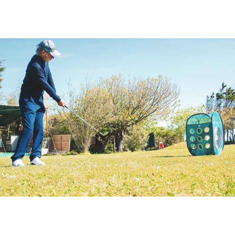 Filet d?entrainement de golf chipping (L 60 x P 60 x H 99 cm) 4 faces différentes cibles et housse de transport