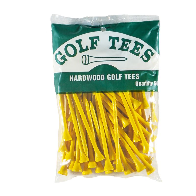 50 Tees de Golf en Bois - Taille 2 3/4 - 70mm Couleur Jaune