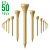 50 Tees de Golf en Bois - Taille 3 1/4 - 83mm Bois Naturel