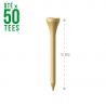 50 Tees de Golf en Bois - Taille 2 3/4 - 70mm Bois Naturel