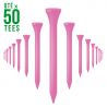 50 Tees de Golf en Bois - Taille 3 1/4 - 83mm Couleur Rose