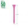 50 Tees de Golf en Bois - Taille 3 1/4 - 83mm Couleur Rose